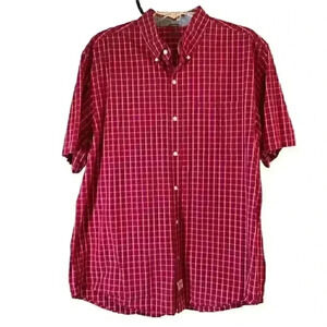 IZOD Saltwater Relaxed Classics Red White Plaid Blue Button Up men’s size Large